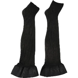 Black Nylon Logo Calf Long Women Accessory Socks