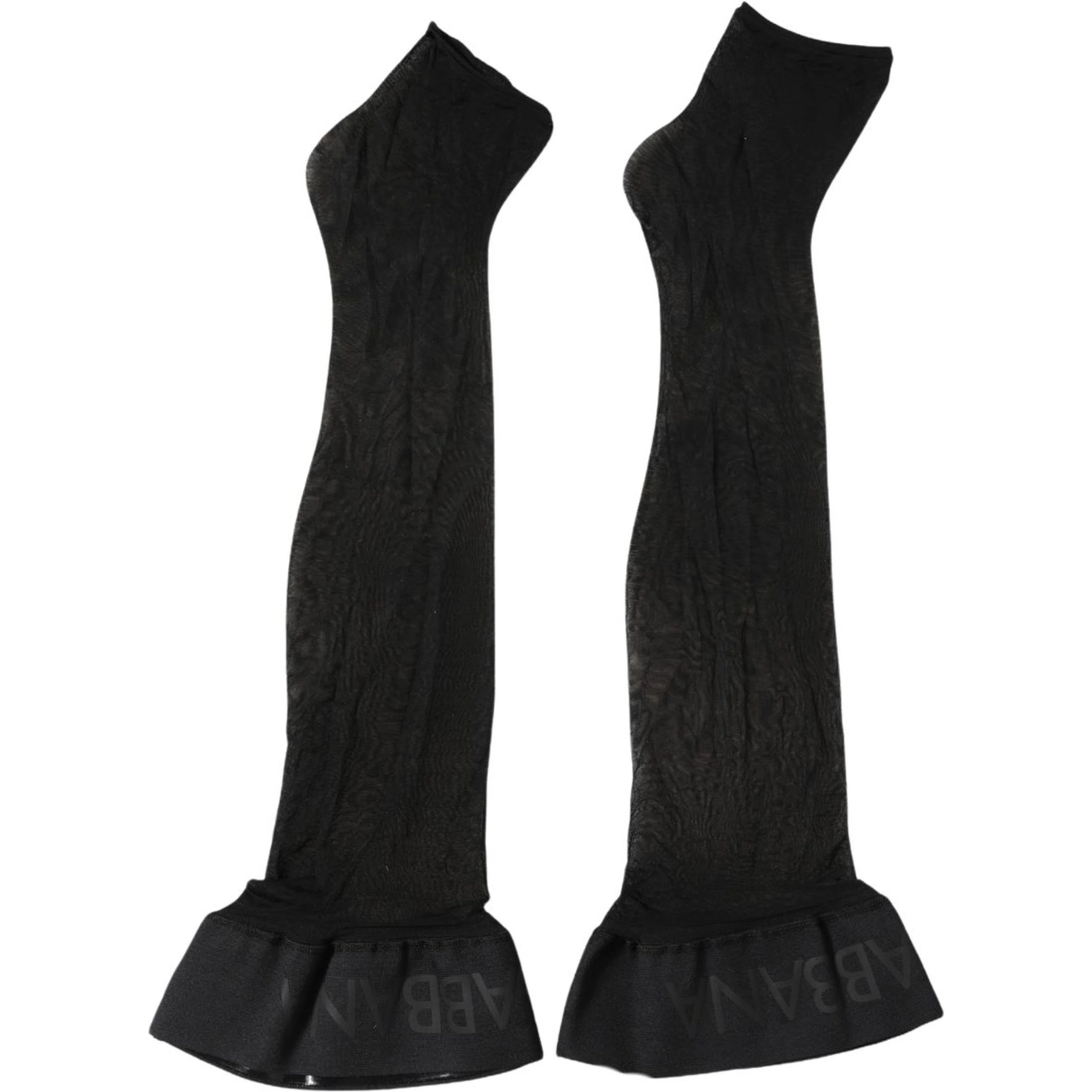 Black Nylon Logo Calf Long Women Accessory Socks