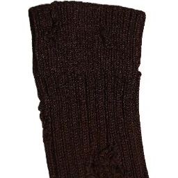 Dark Brown Cotton Distressed Mid Calf Accessory Socks