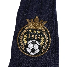 Navy Blue Wool Crest Logo Knee High Accessory Socks