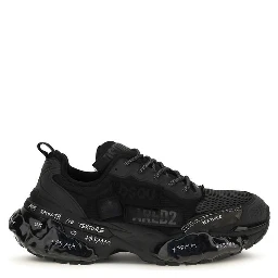 Black Polyester Athletic Sneakers