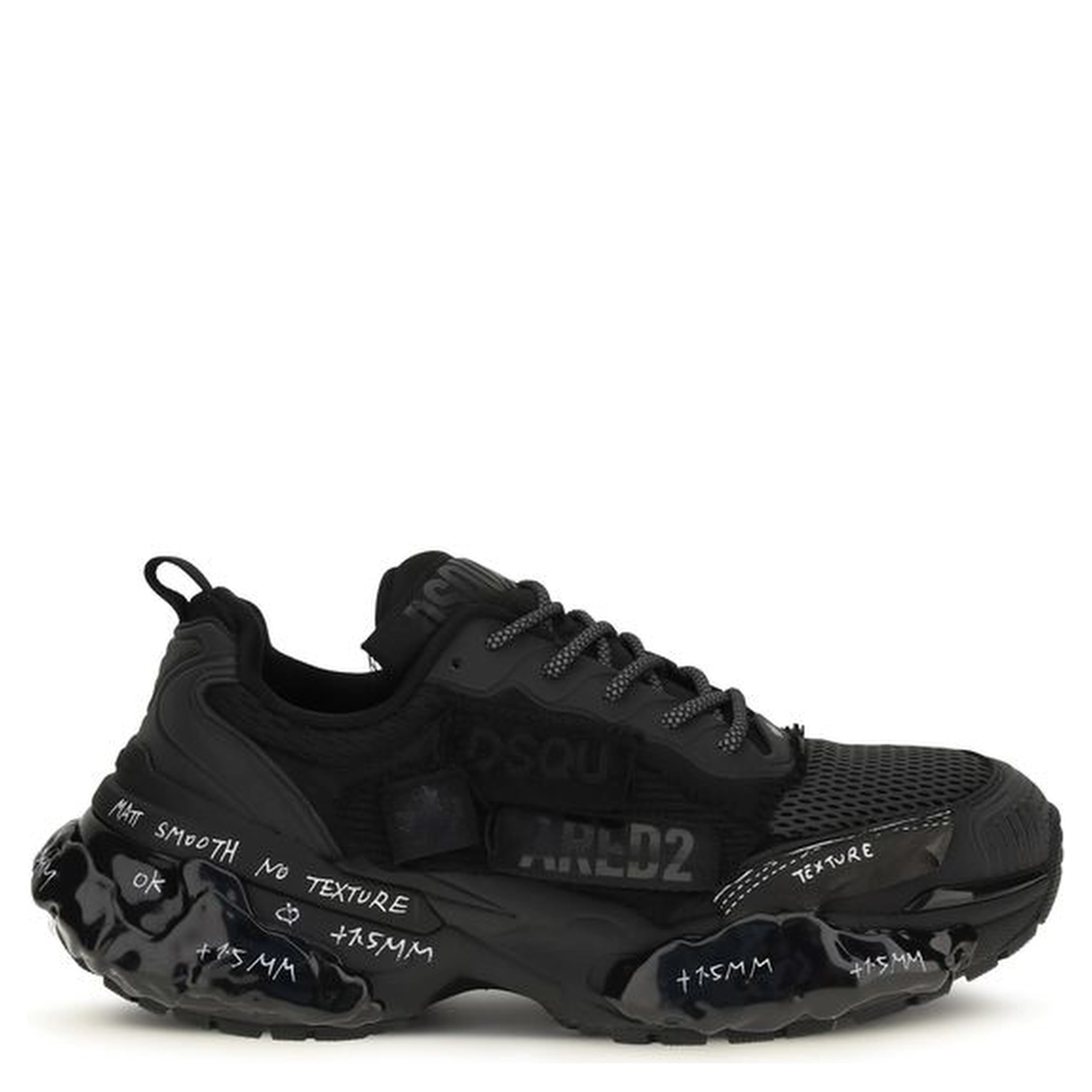 Black Polyester Athletic Sneakers
