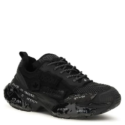 Black Polyester Athletic Sneakers
