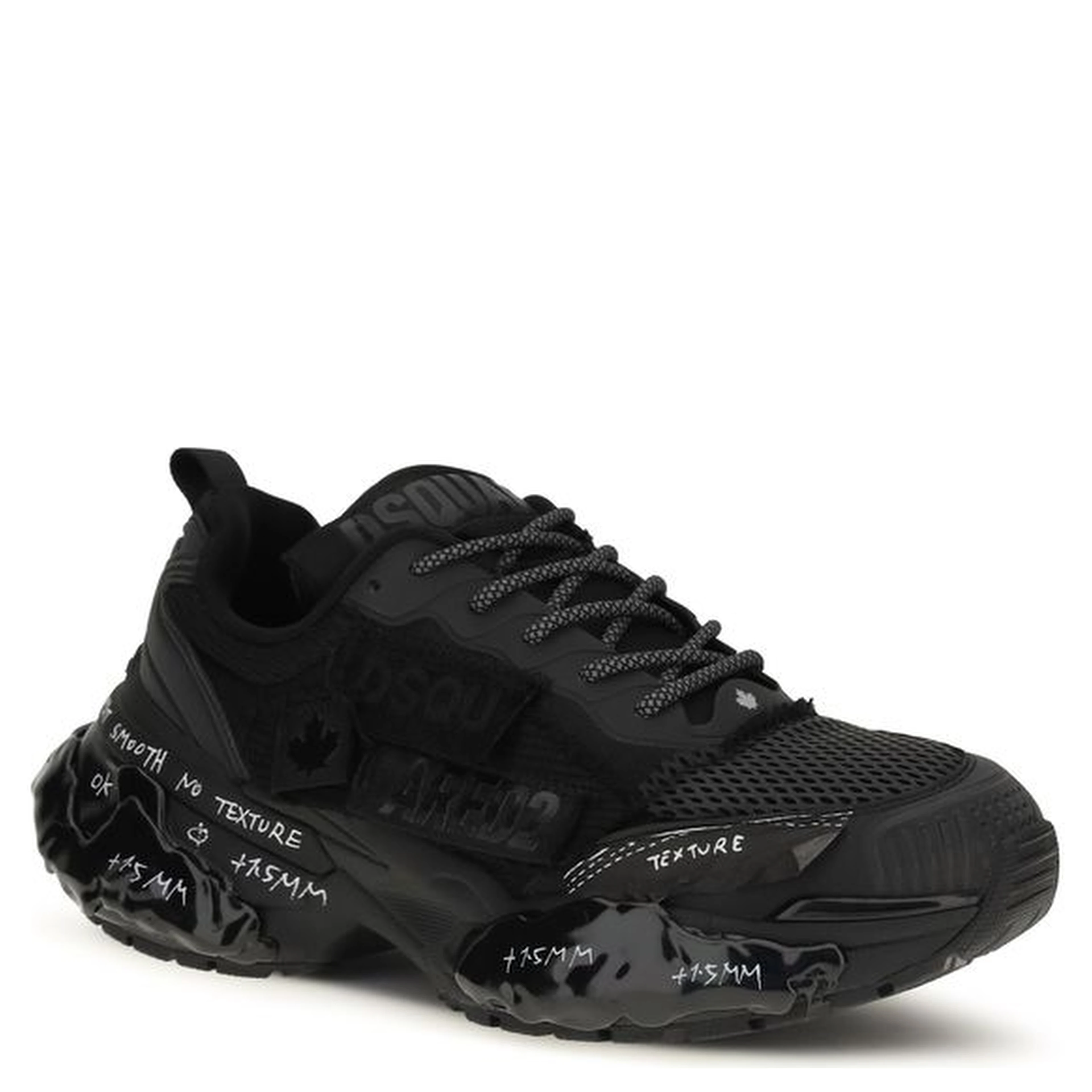 Black Polyester Athletic Sneakers