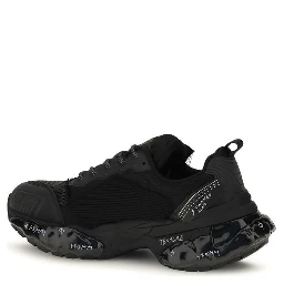 Black Polyester Athletic Sneakers