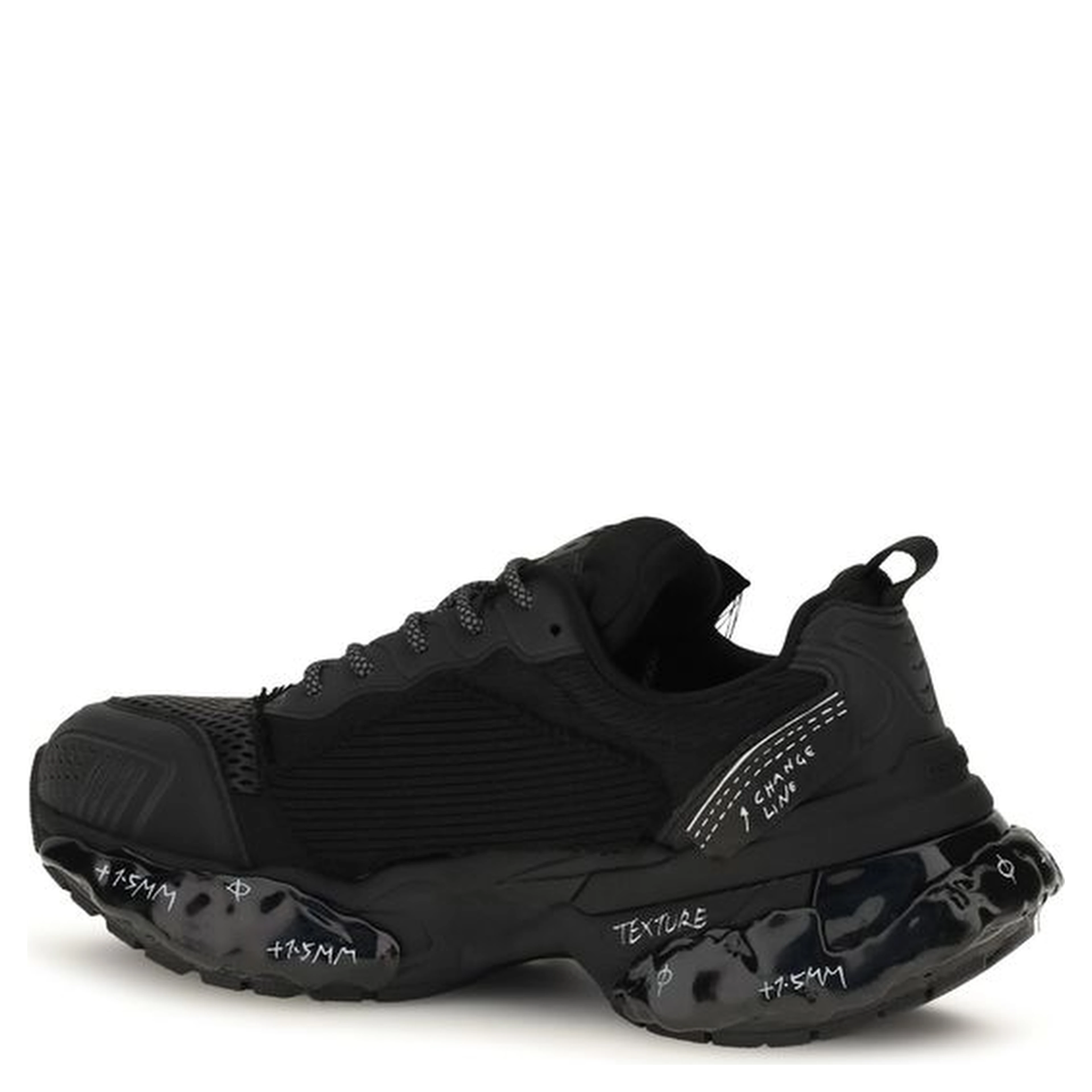 Black Polyester Athletic Sneakers
