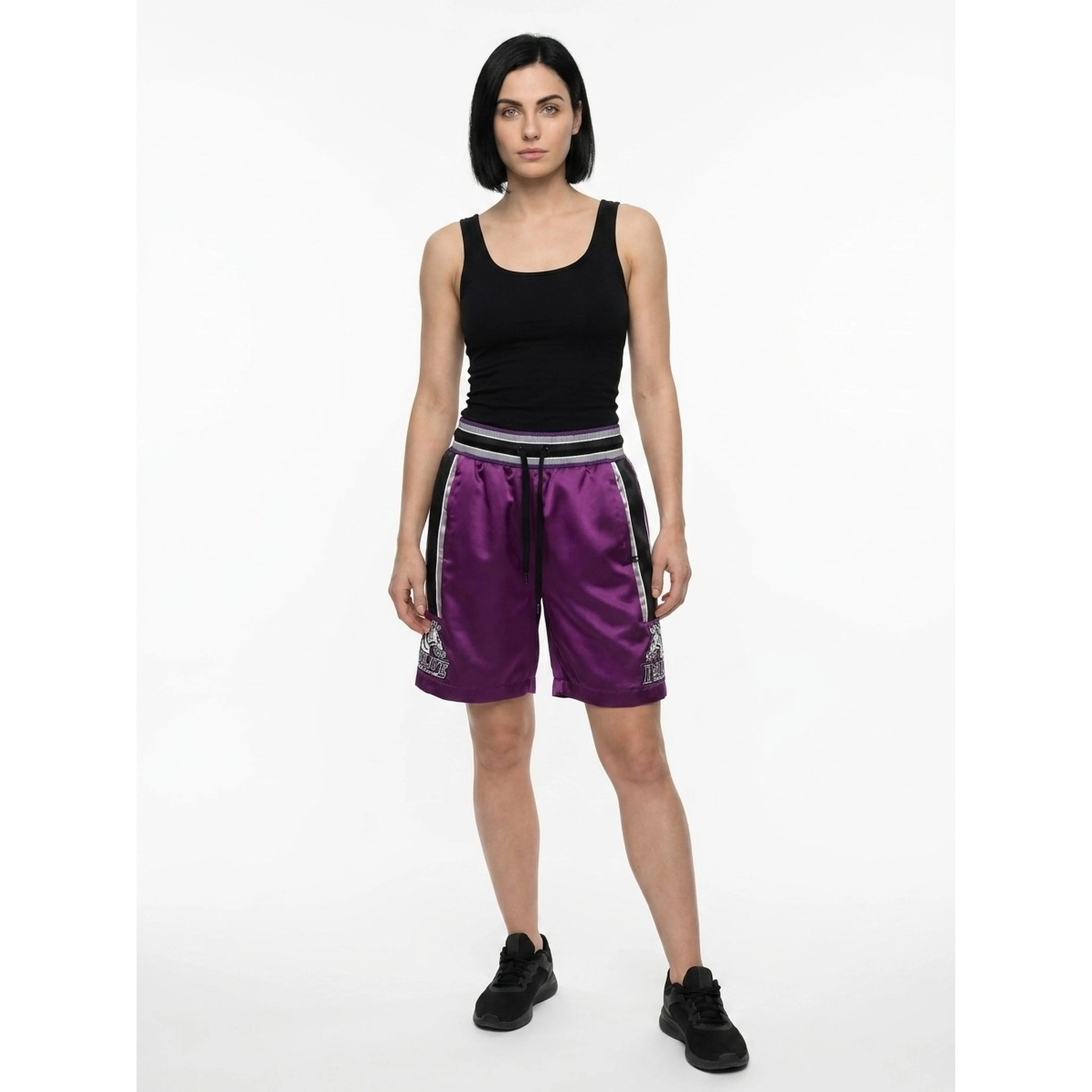 Purple Polyester Bermuda Shorts