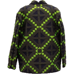 Green Geometric Button-Up Jacket