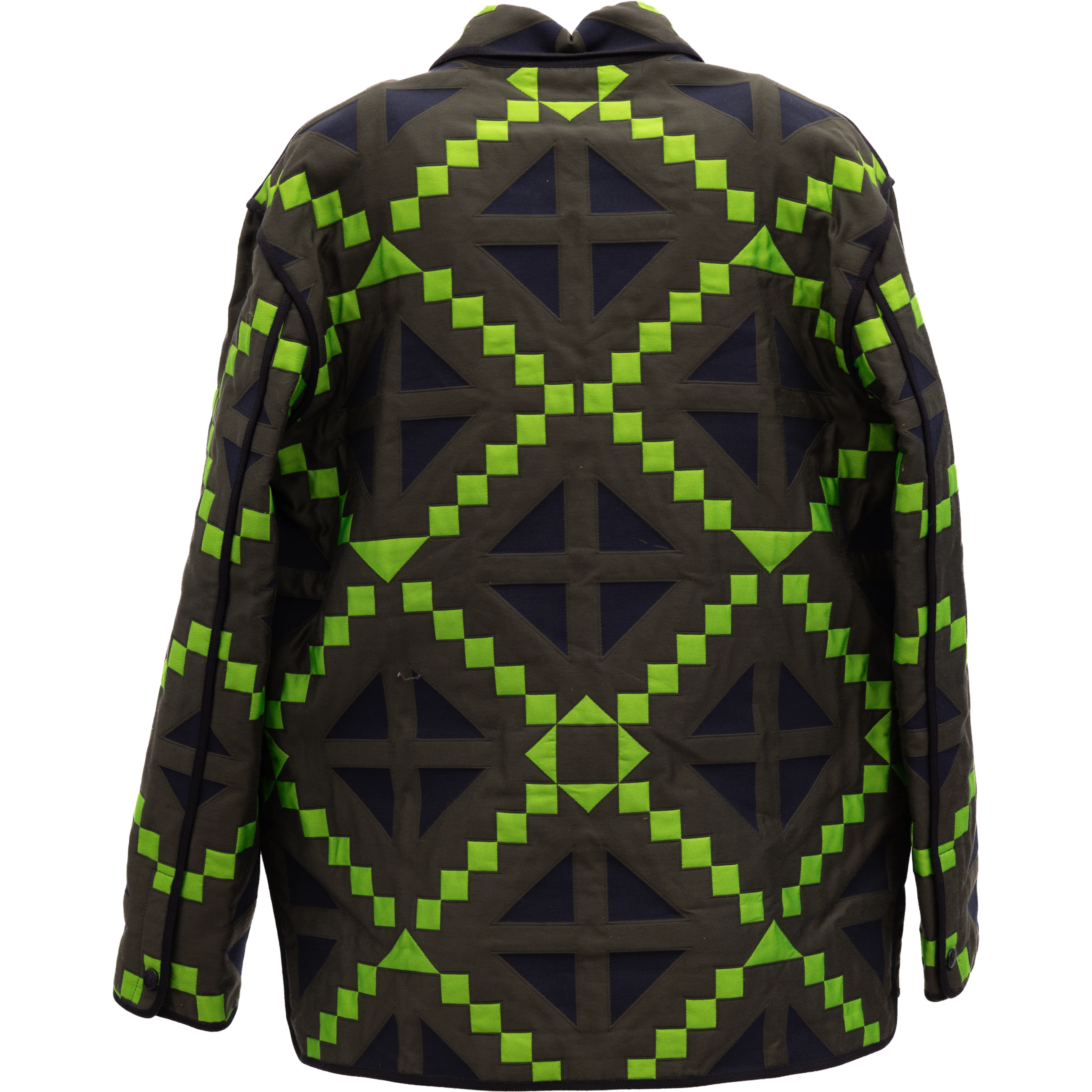 Green Geometric Button-Up Jacket