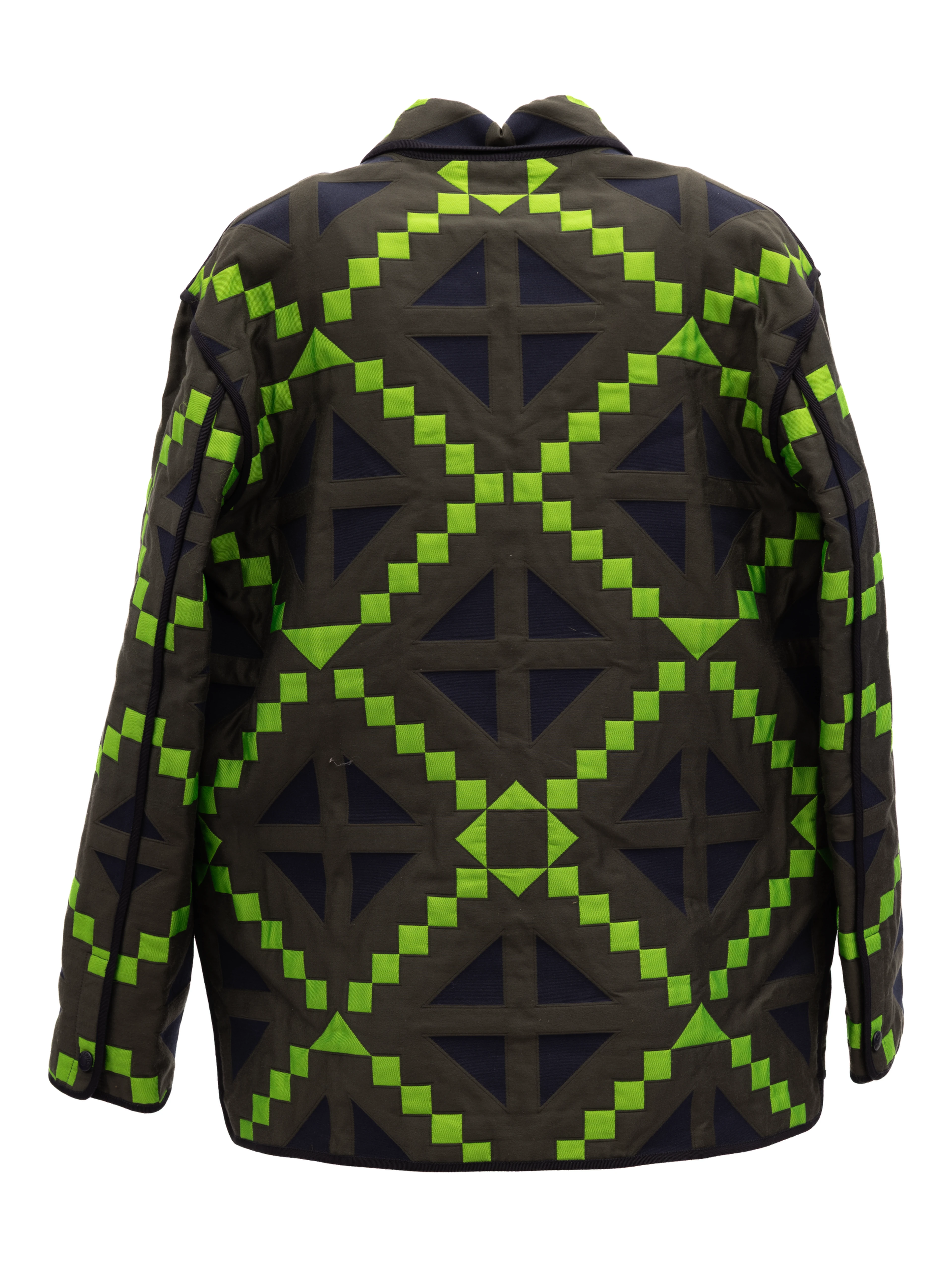 Green Geometric Button-Up Jacket