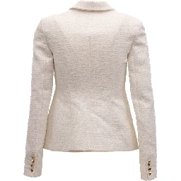 Off-White Tailored Blazer with Gold Stud Buttons
