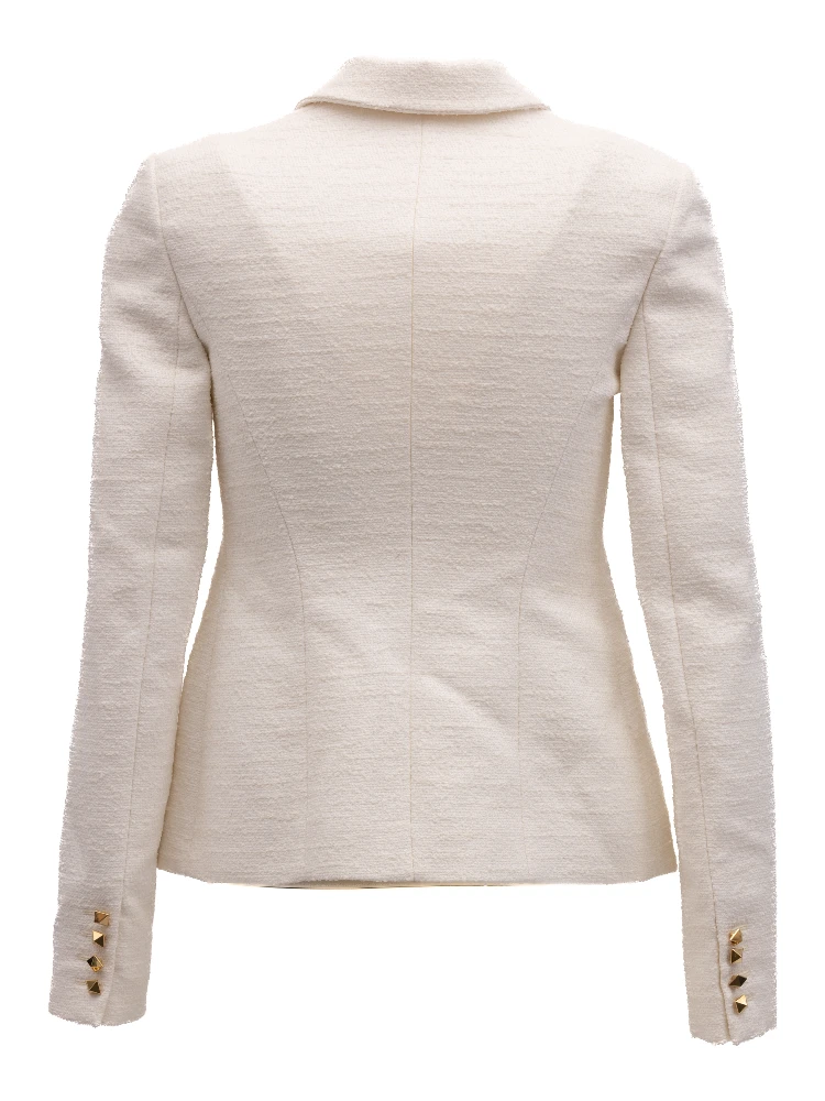 Off-White Tailored Blazer with Gold Stud Buttons