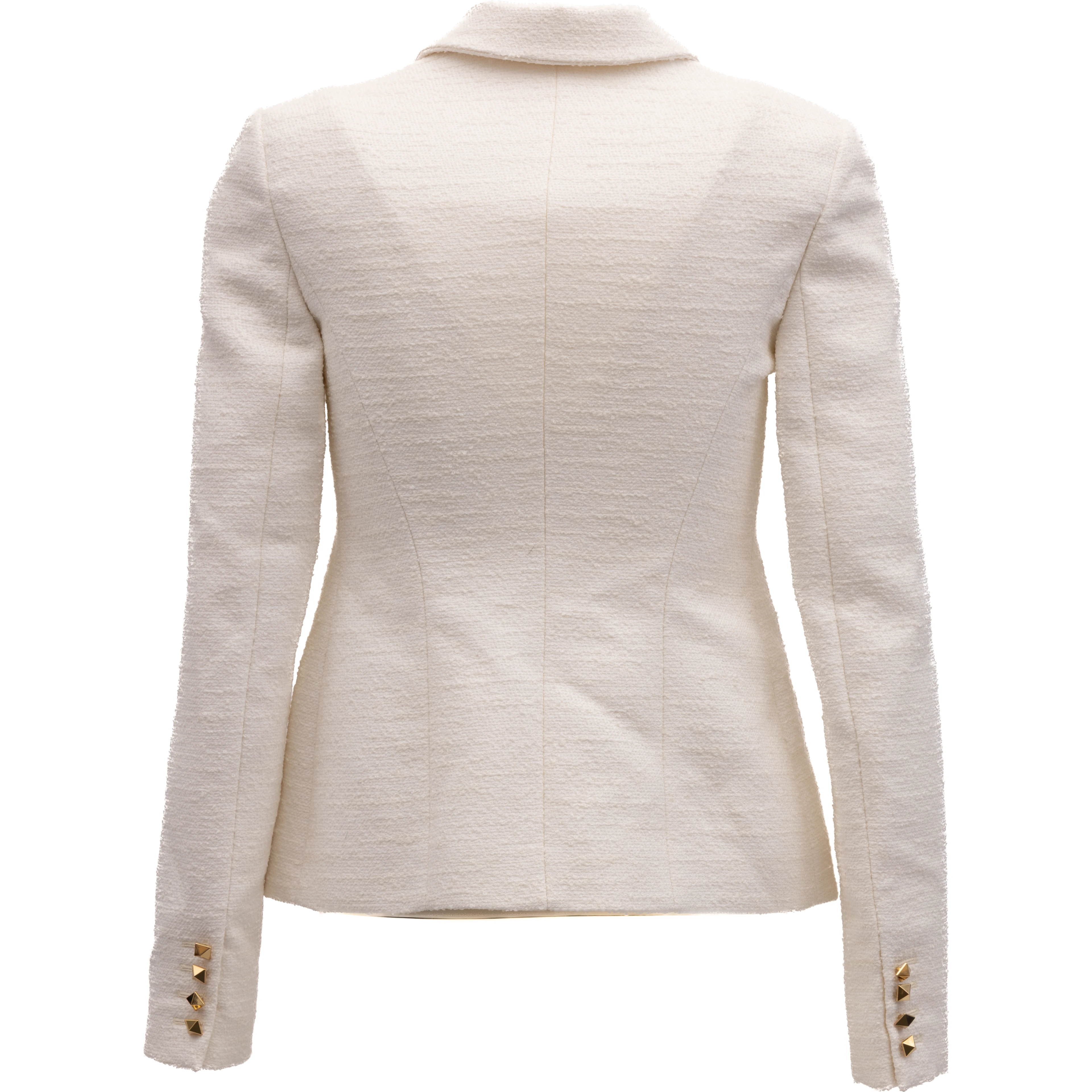 Off-White Tailored Blazer with Gold Stud Buttons