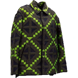 Green Geometric Button-Up Jacket