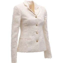 Off-White Tailored Blazer with Gold Stud Buttons