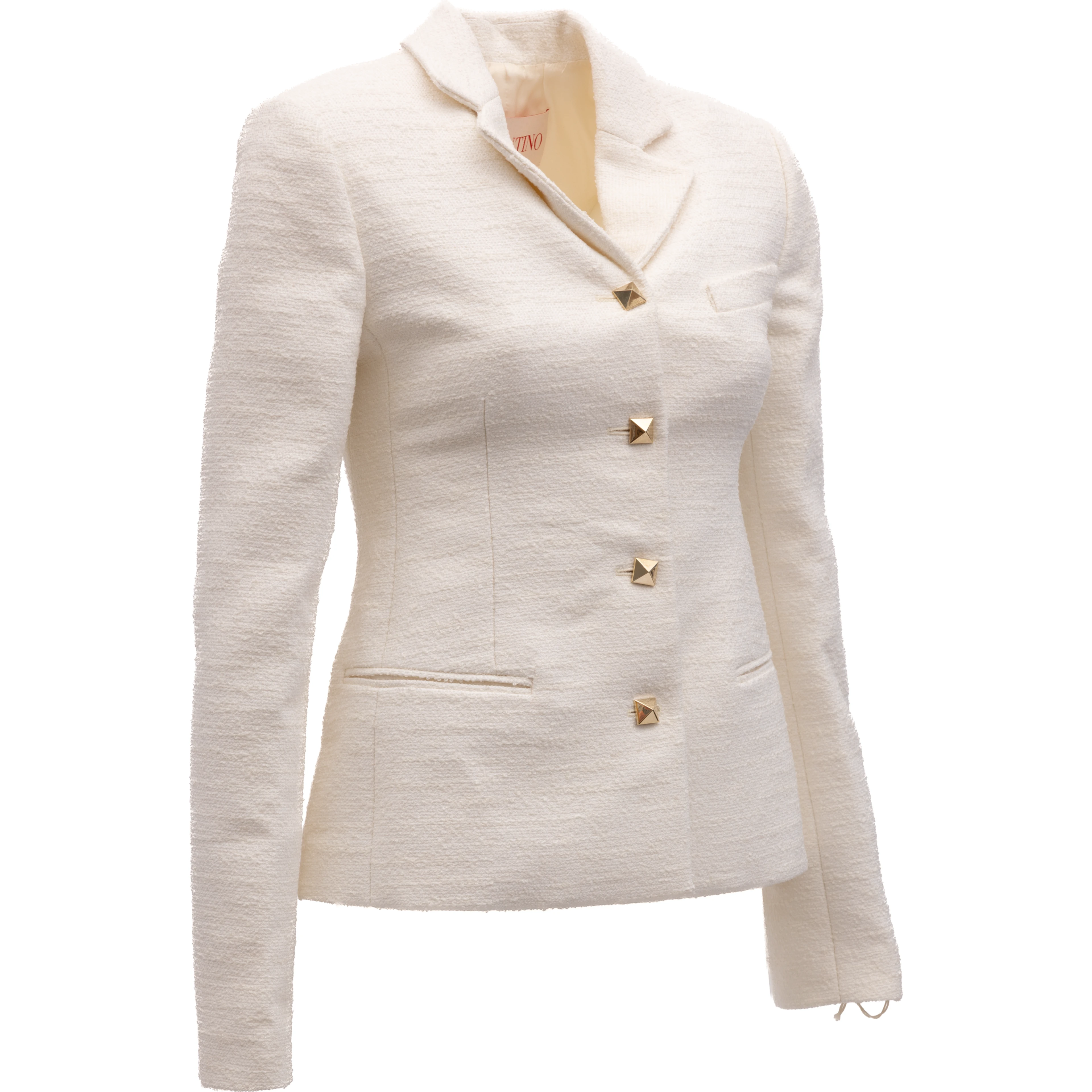Off-White Tailored Blazer with Gold Stud Buttons