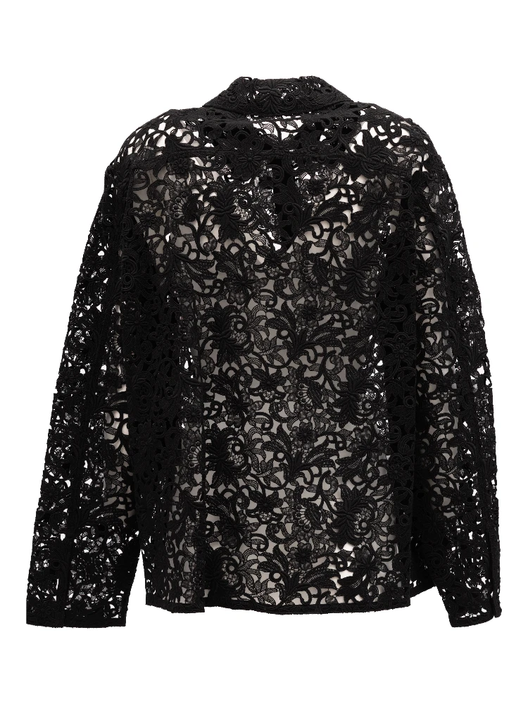 Black Floral Lace Shirt