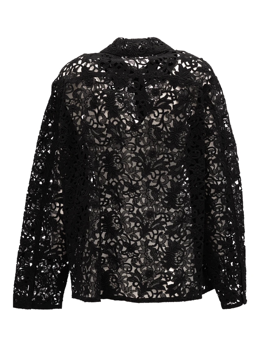 Black Floral Lace Shirt