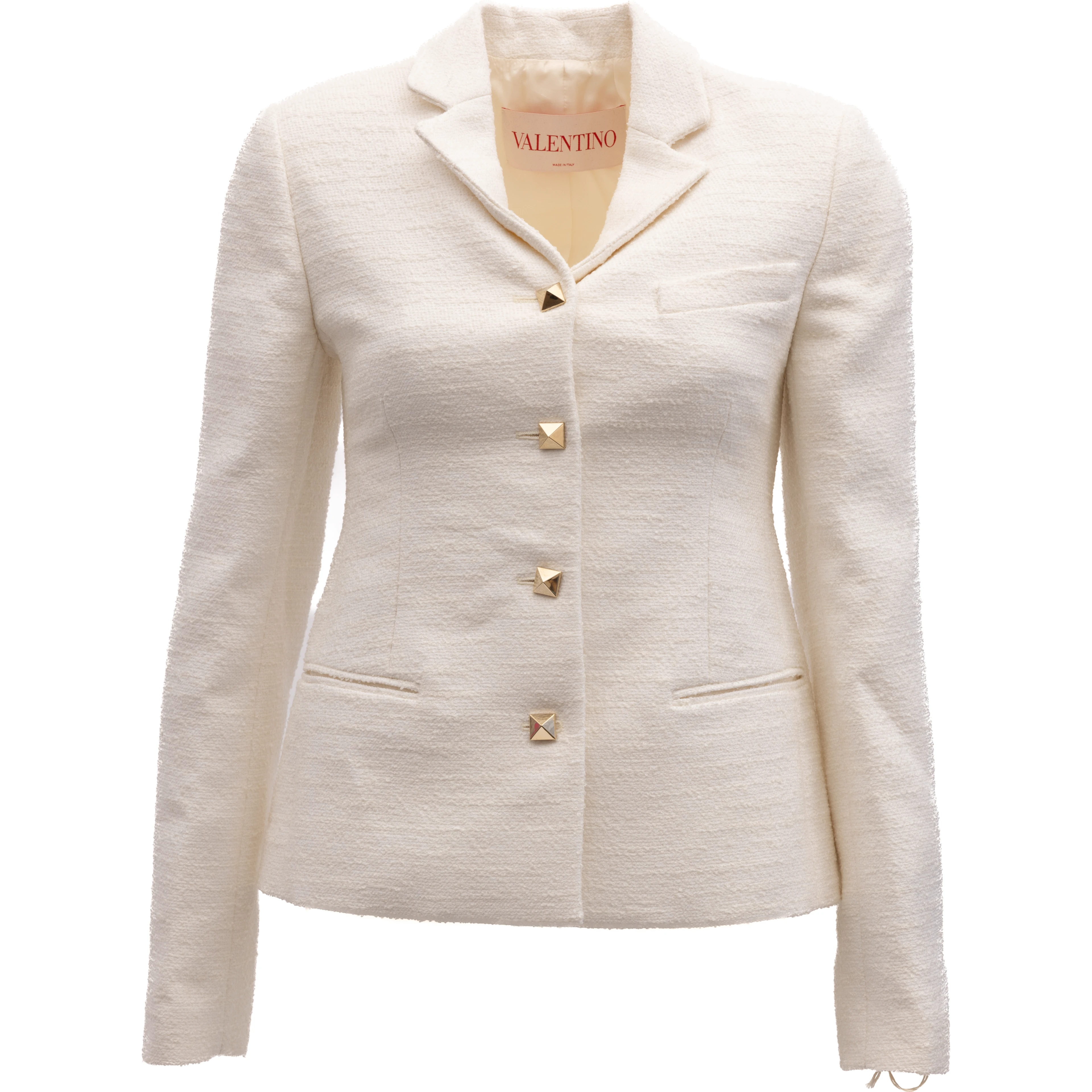 Off-White Tailored Blazer with Gold Stud Buttons