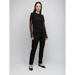 Black Cotton Long Sleeve T-Shirt