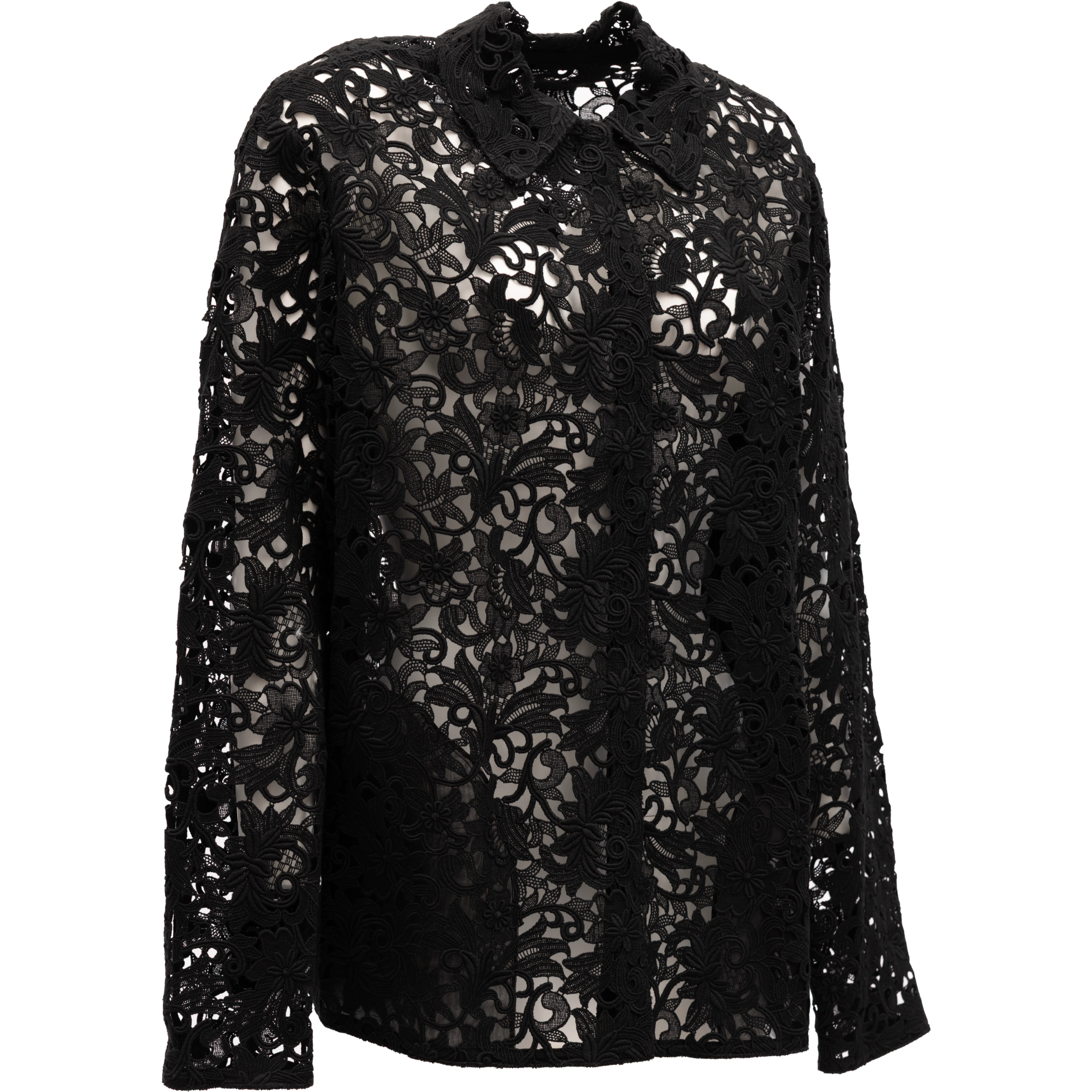 Black Floral Lace Shirt