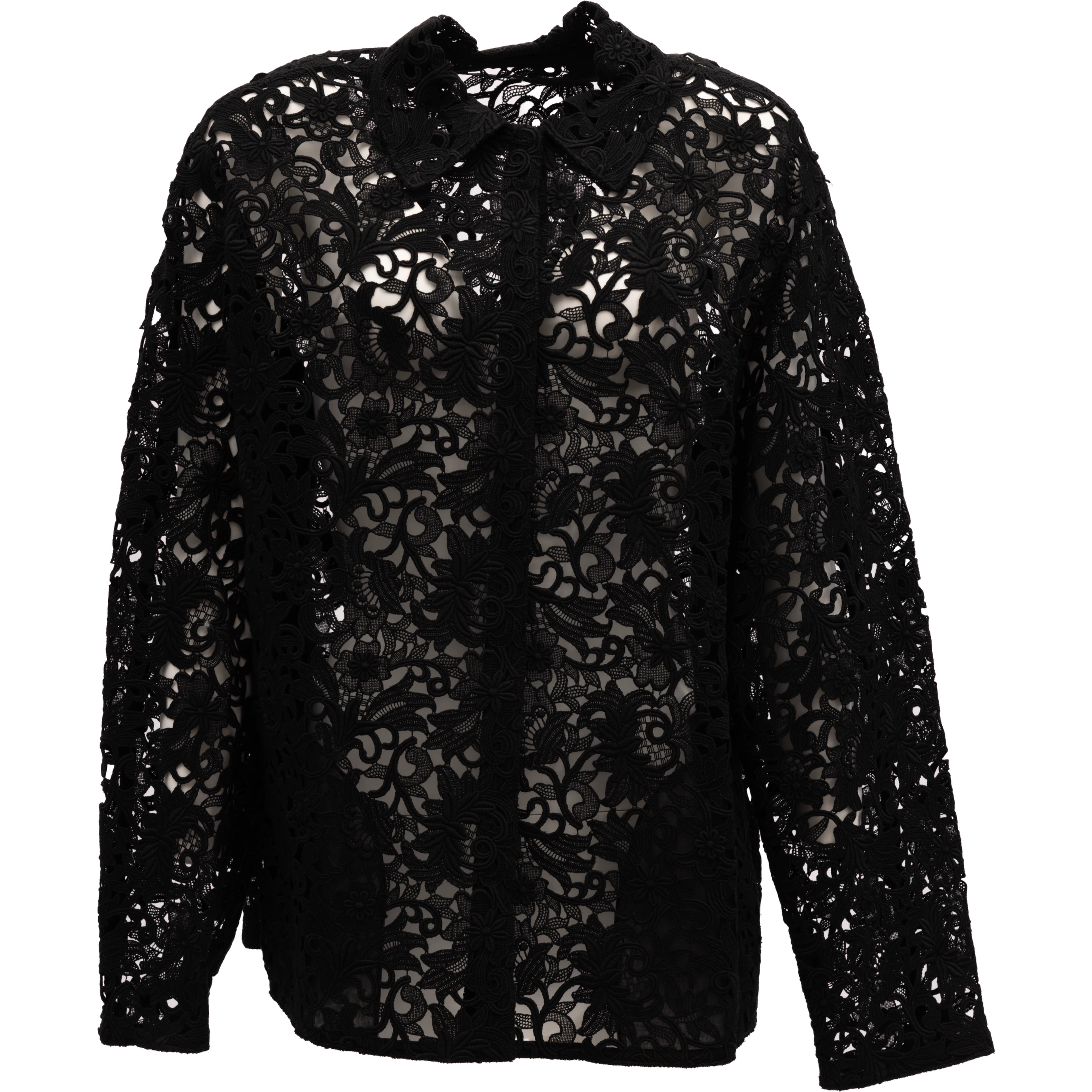 Black Floral Lace Shirt