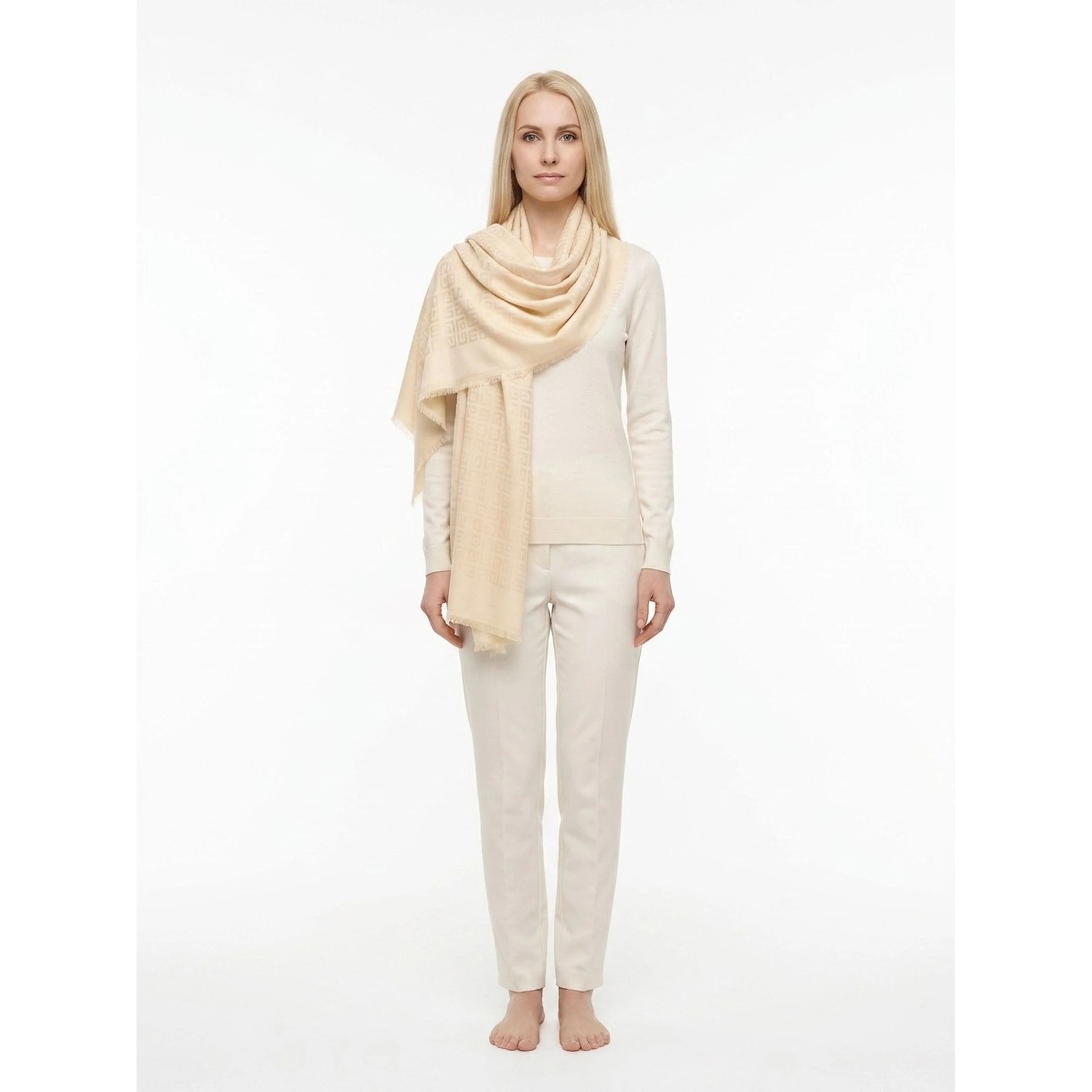 Beige Silk Scarf