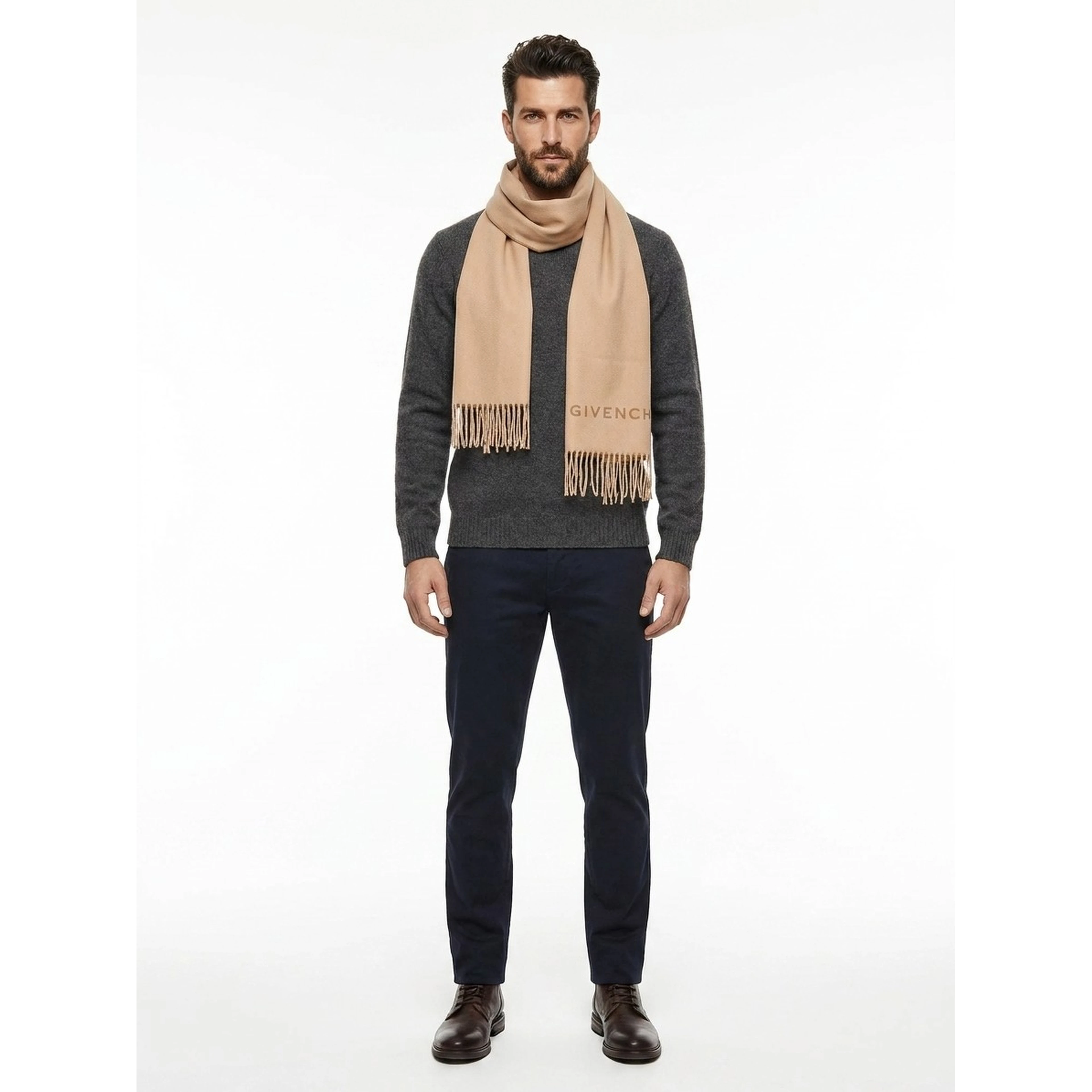 Beige Virgin Wool Scarf