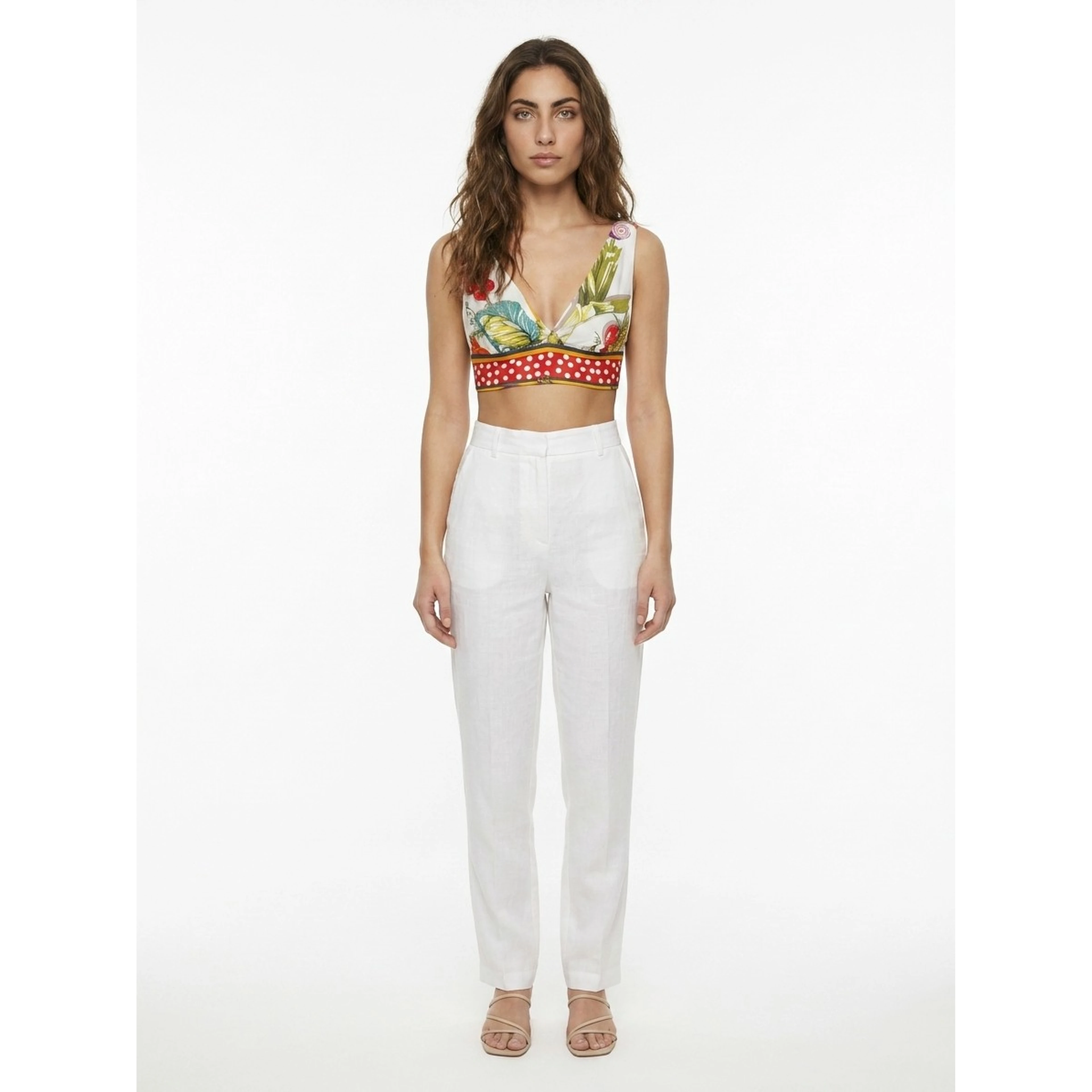 Multicolor Silk Sleeveles T-Shirt