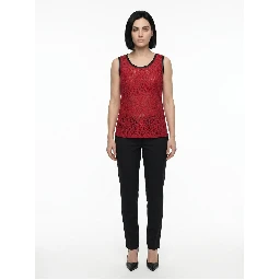 Bordeaux Acetate Sleeveles T-Shirt