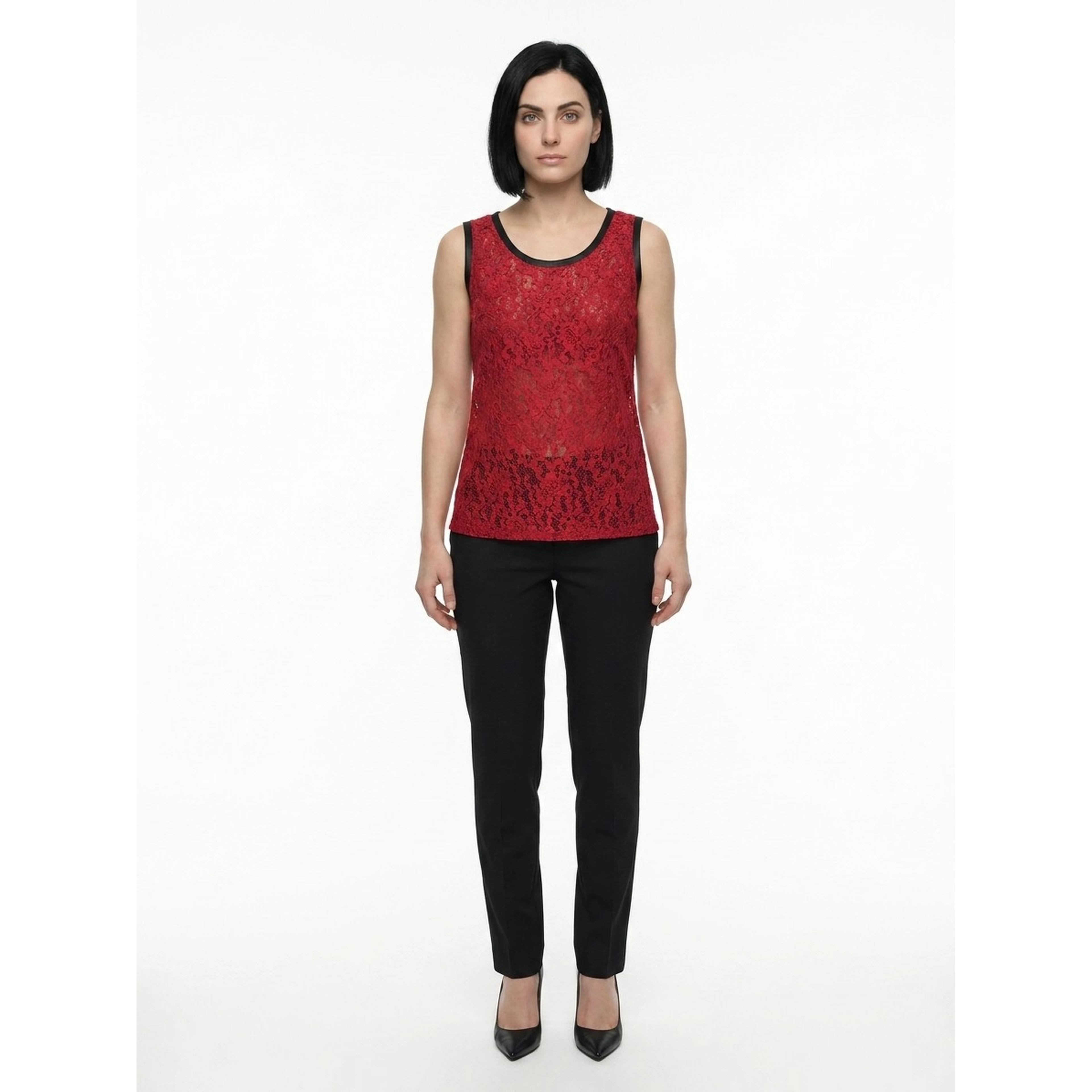 Bordeaux Acetate Sleeveles T-Shirt