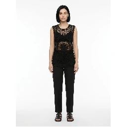 Black Cotton Sleeveles T-Shirt
