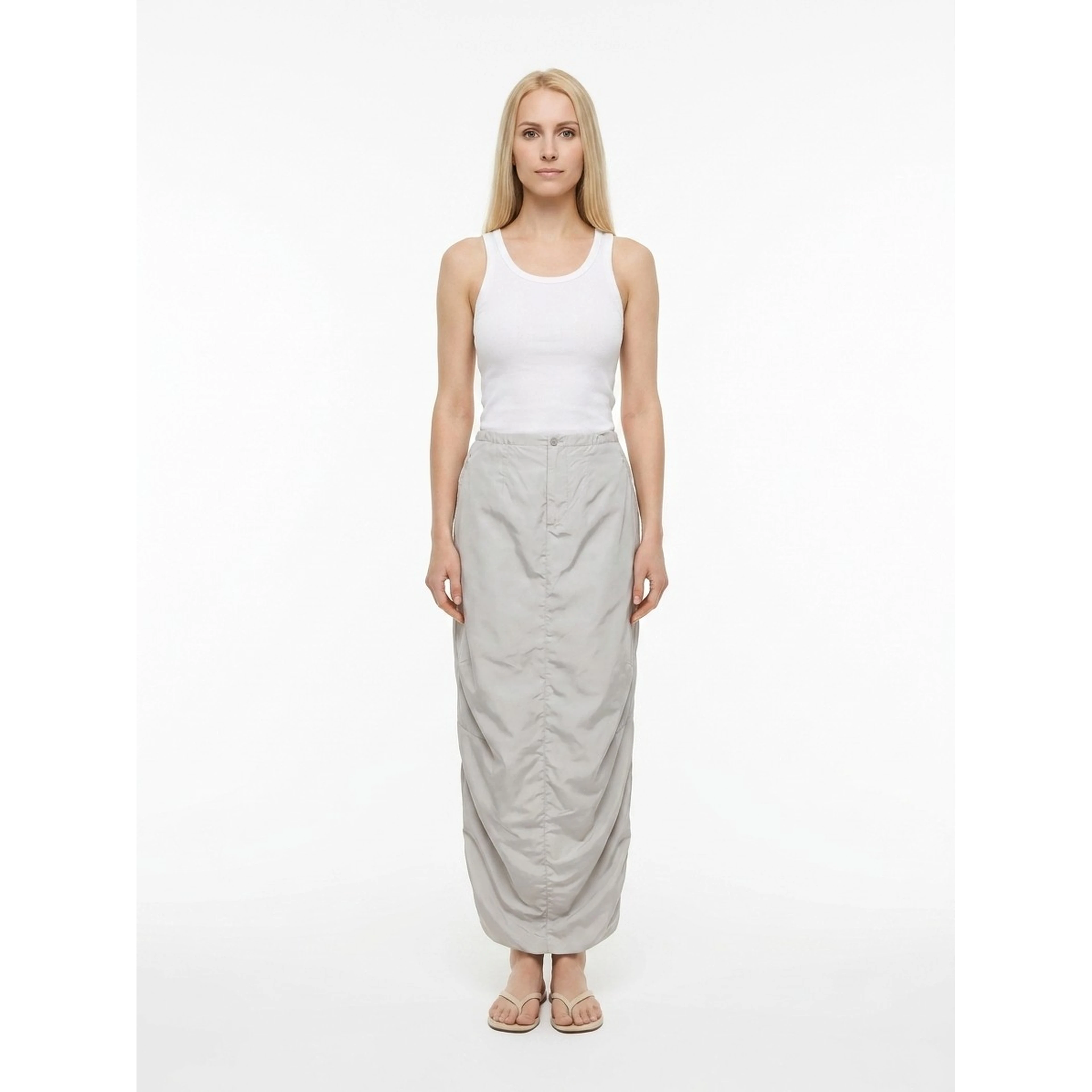 Gray Polyamide Long Skirt