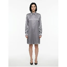 Gray Silk Casual Dress