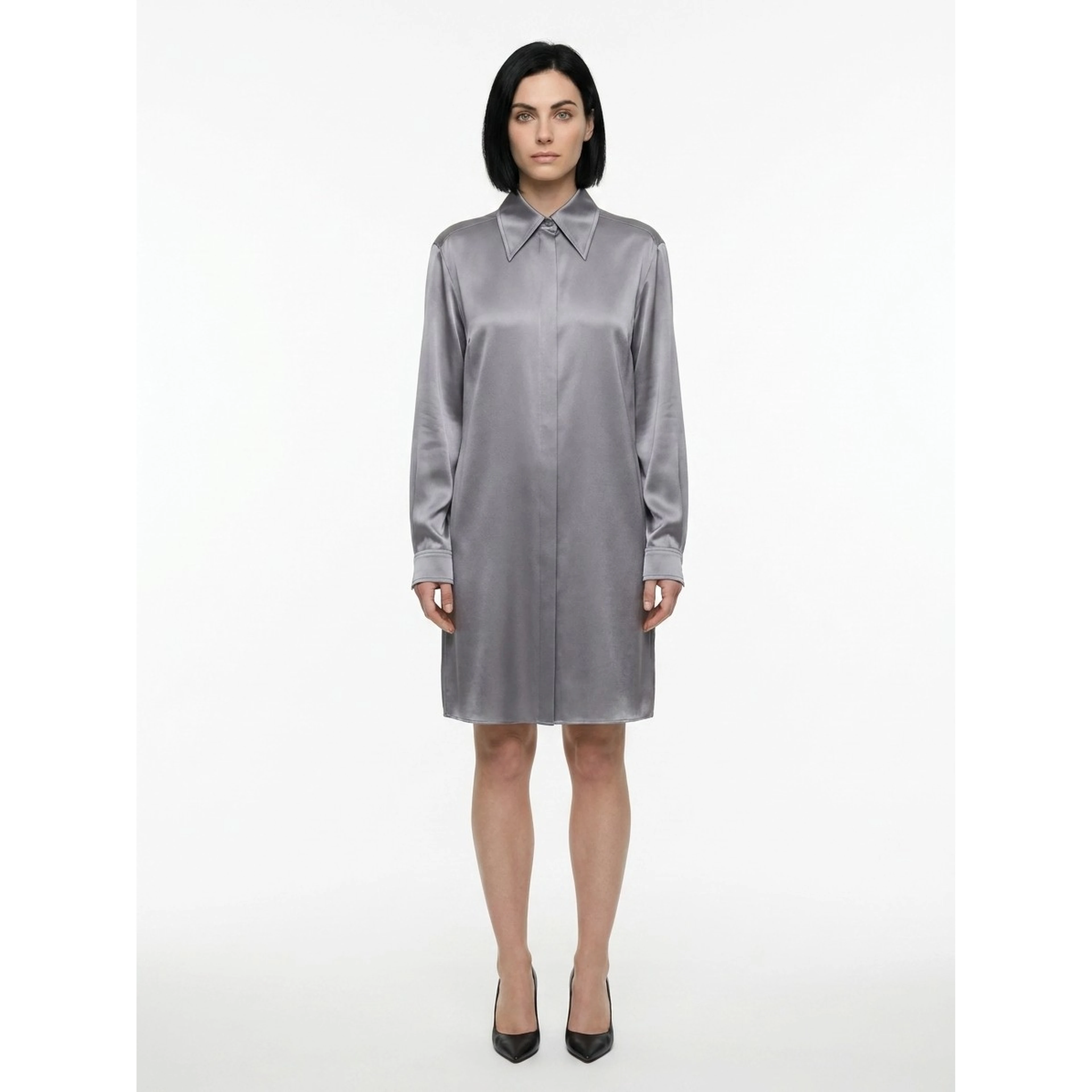 Gray Silk Casual Dress