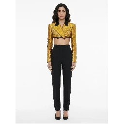 Multicolor Elastane Full-Length Jacket