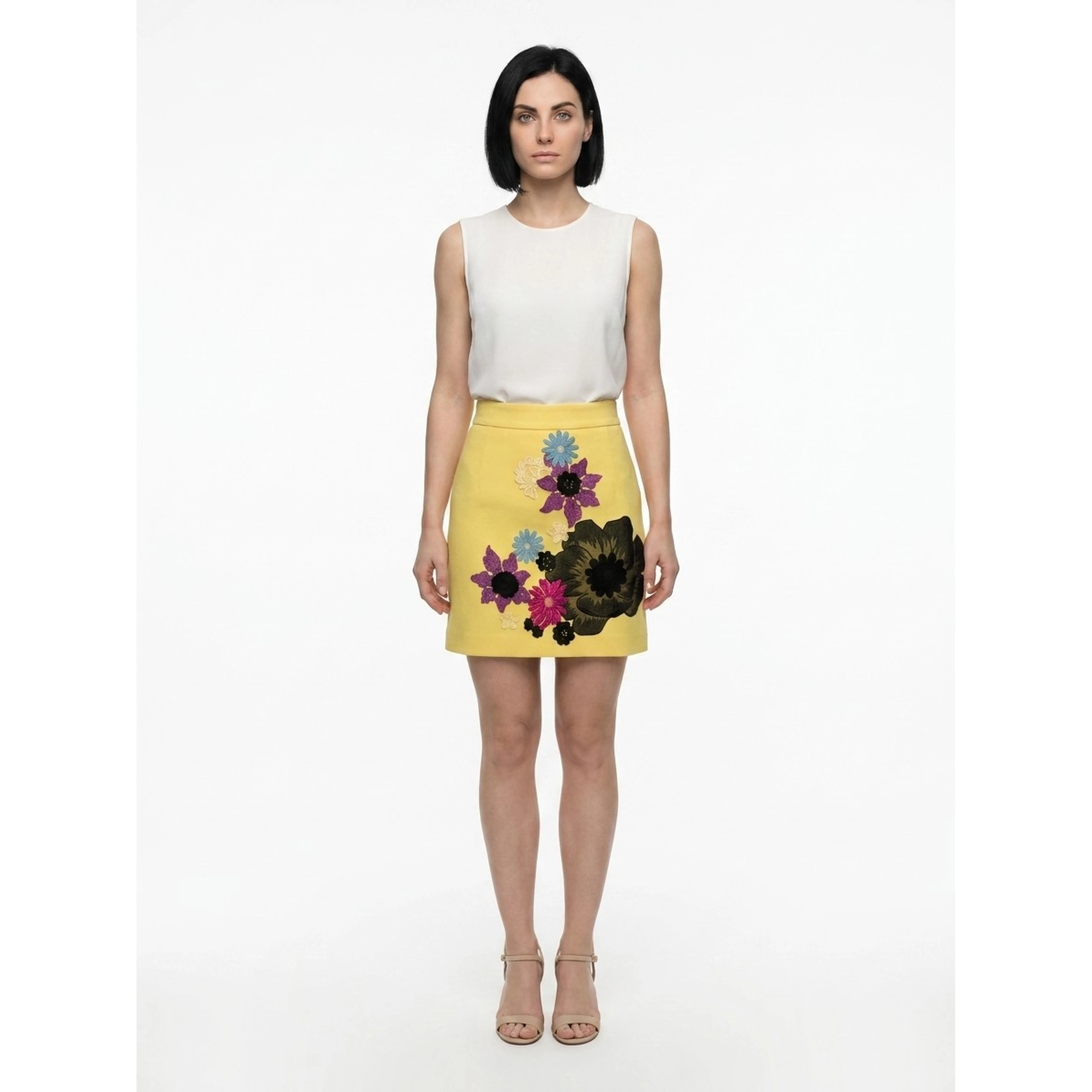 Yellow Wool Mini Skirt