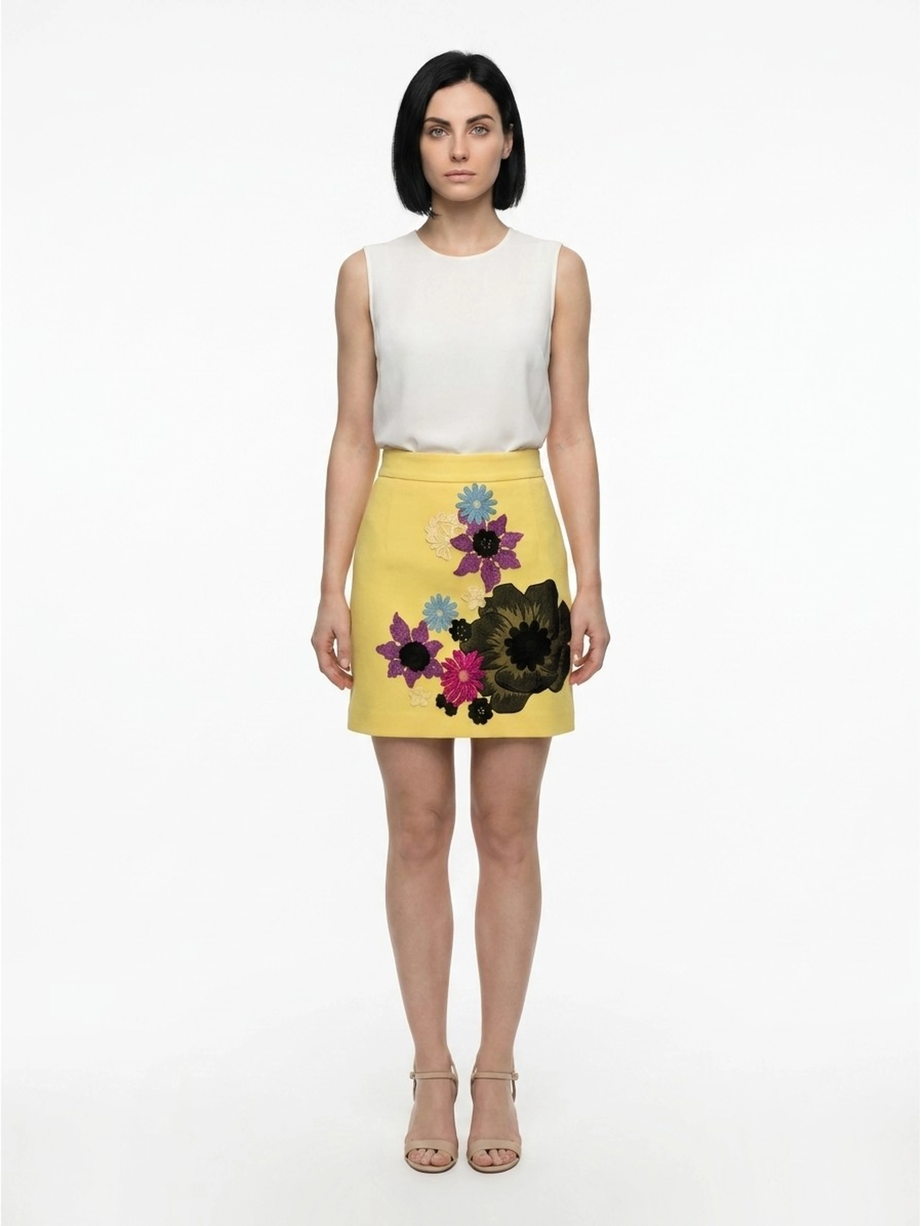 Yellow Wool Mini Skirt