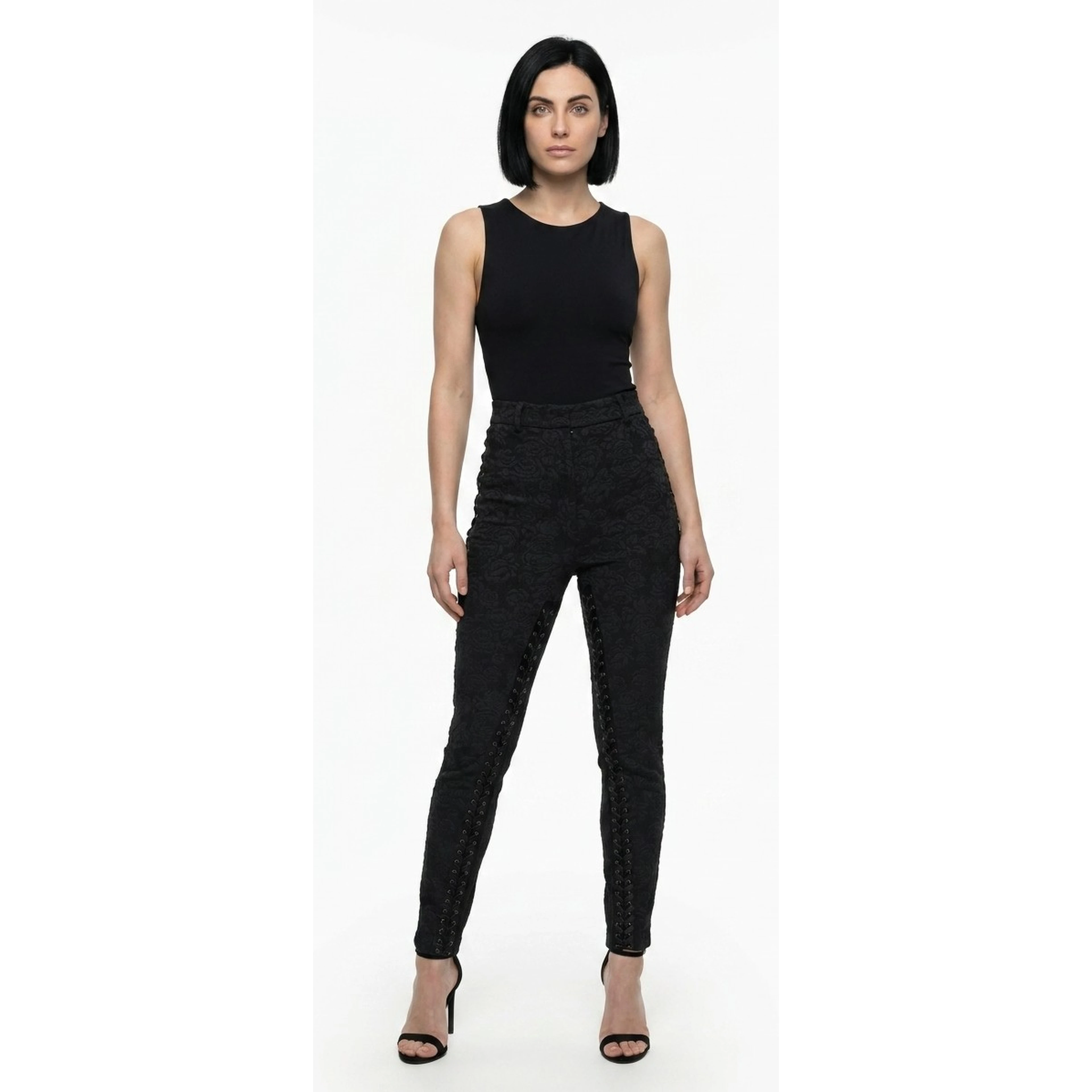 Black Cotton Skinny Pants
