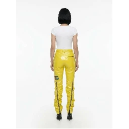 Yellow Polyester Casual Pants
