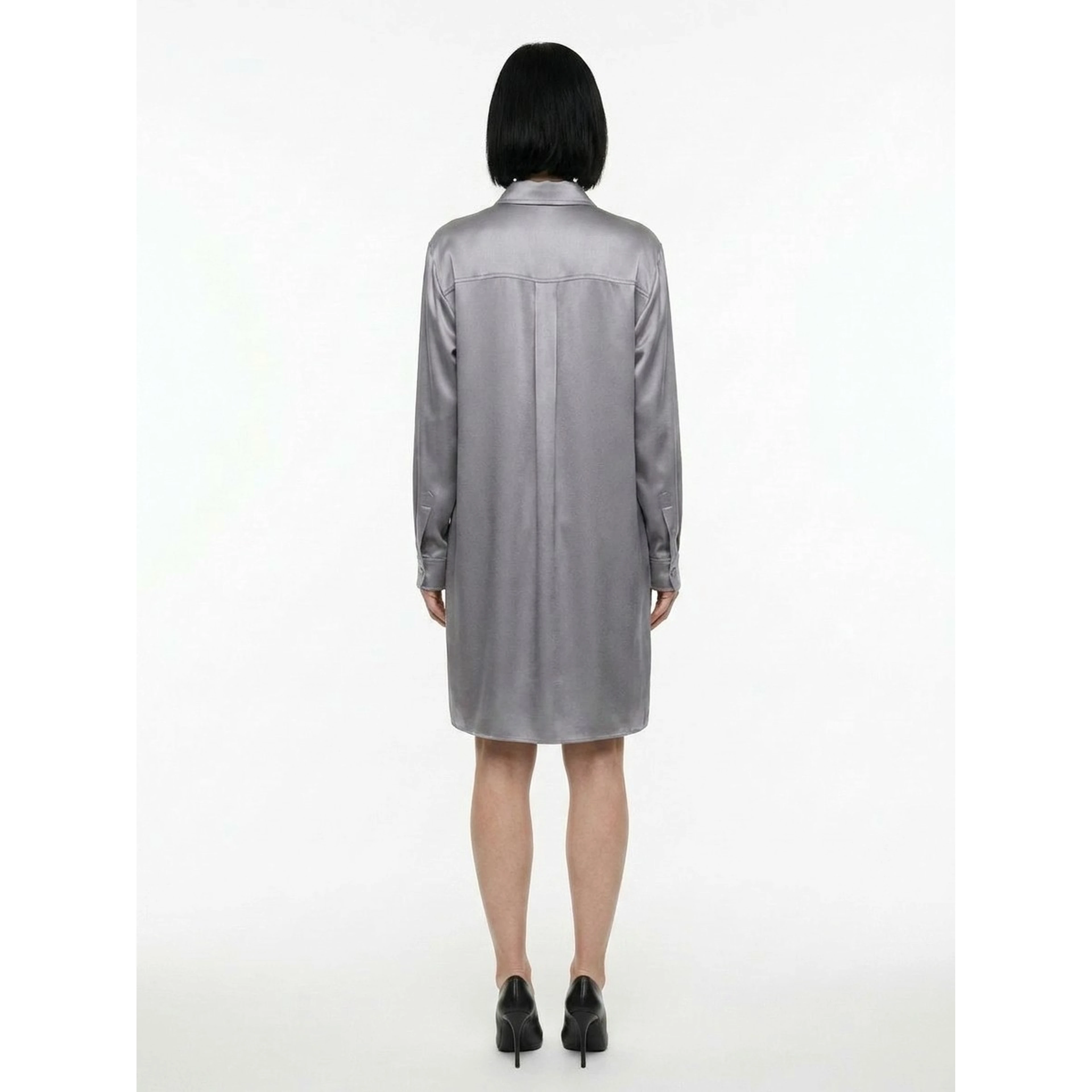 Gray Silk Casual Dress