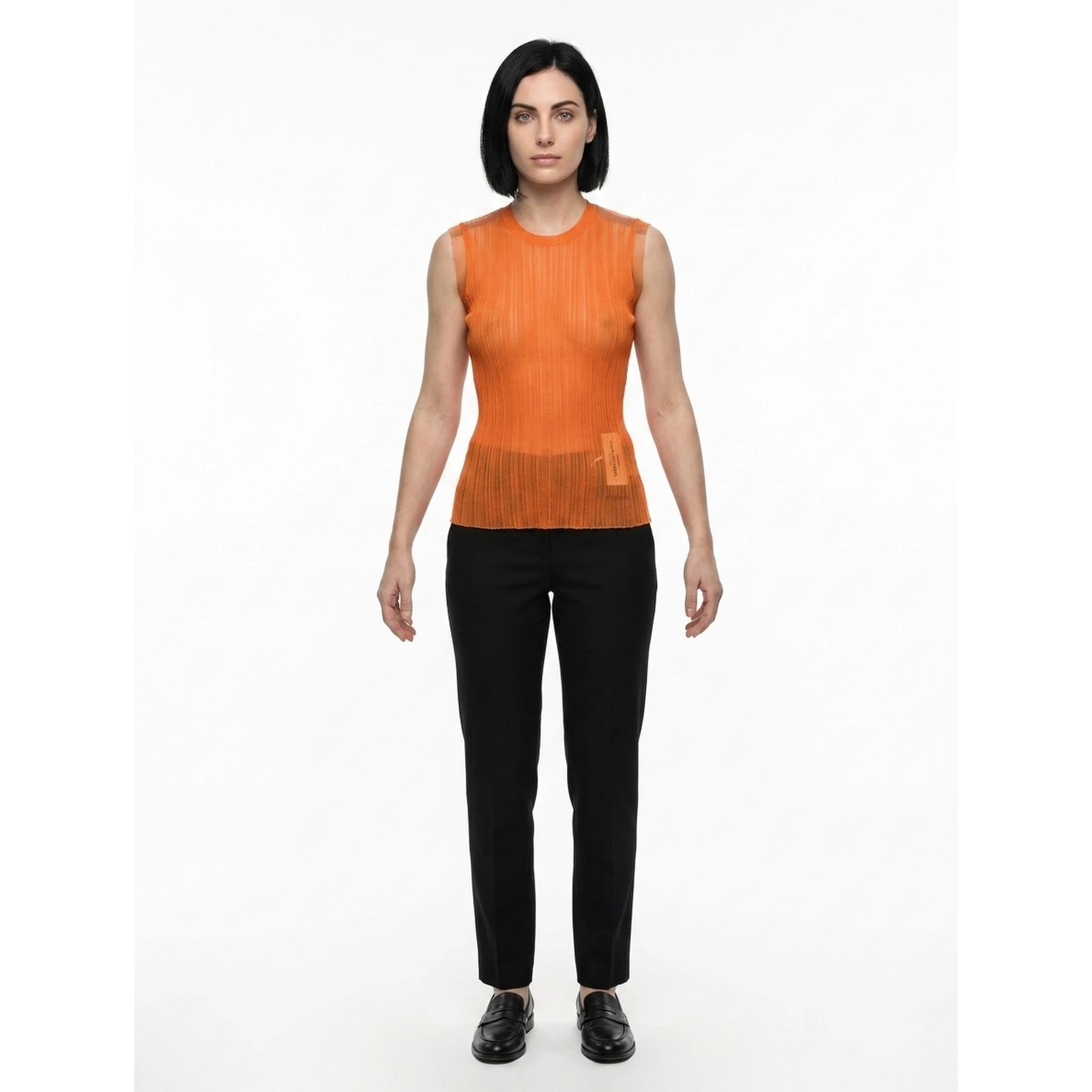 Orange Polyester Tank Tops