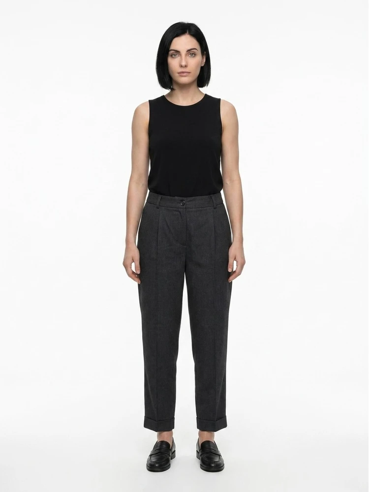 Gray Cotton Casual Pants
