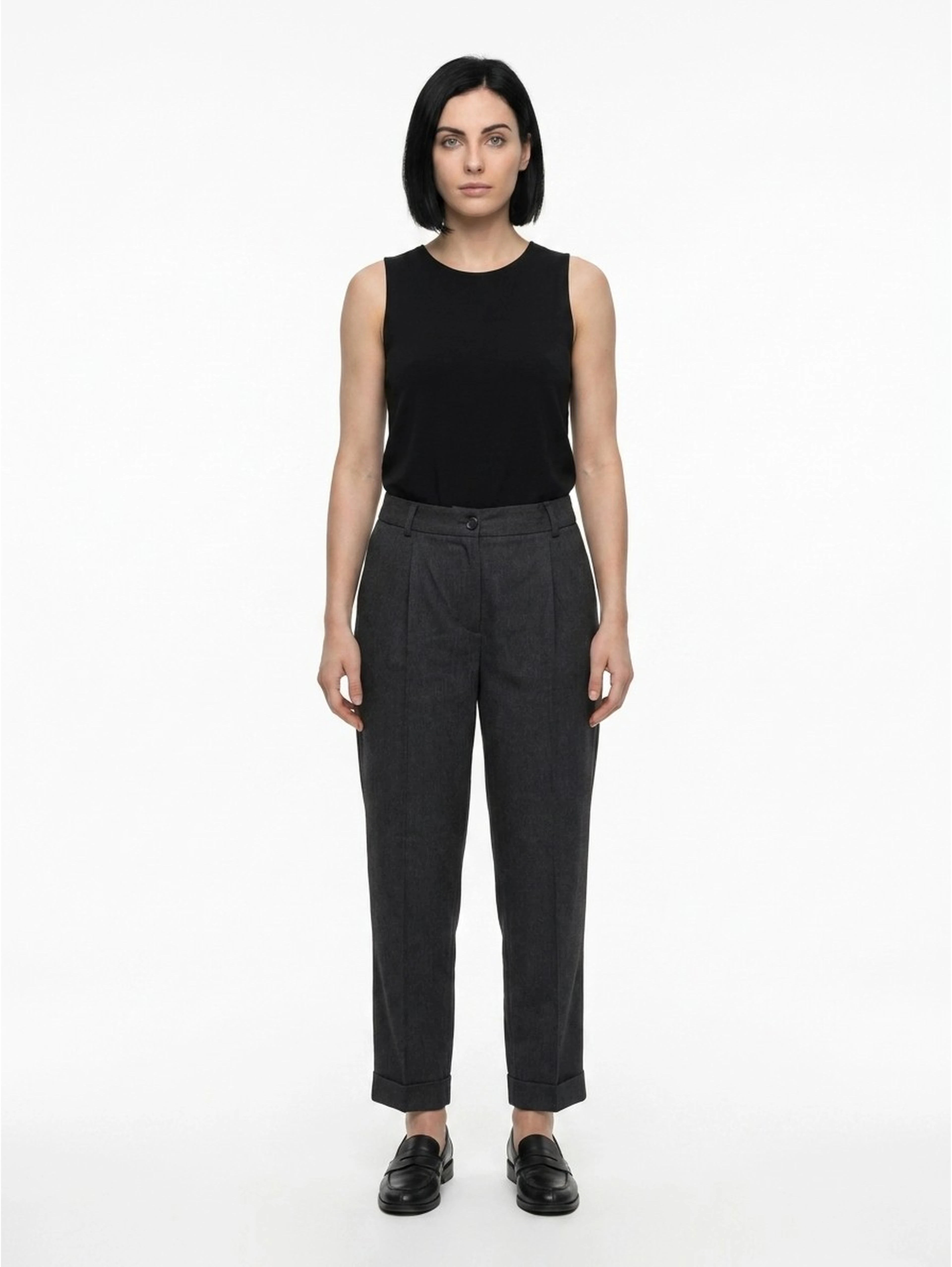 Gray Cotton Casual Pants