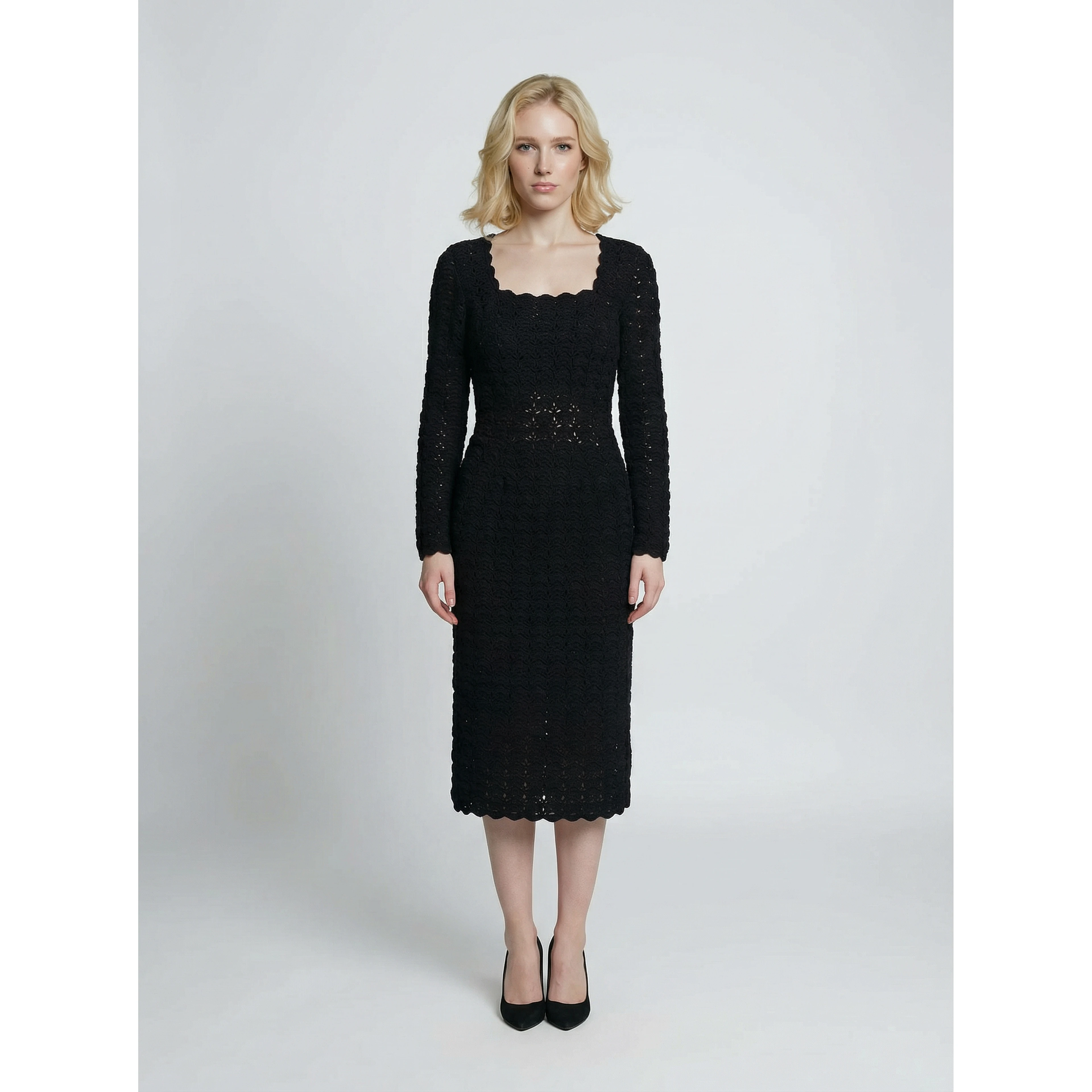 Black Cashmere Casual Dress