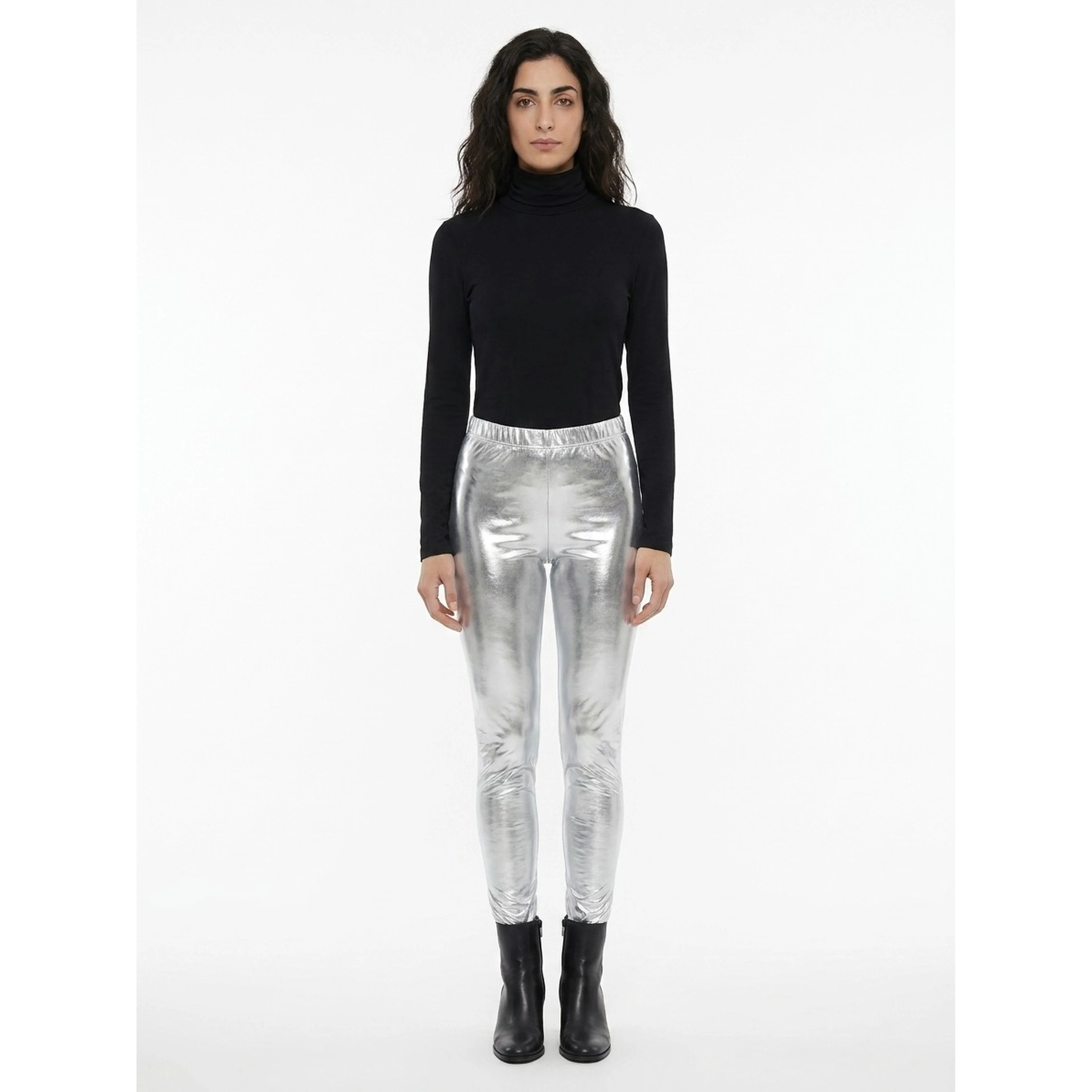 Silver Elastane Skinny Pants