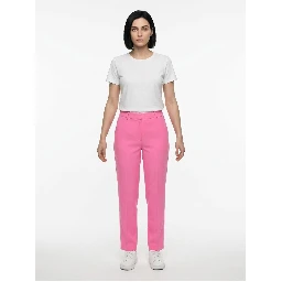 Pink Elastane Casual Pants