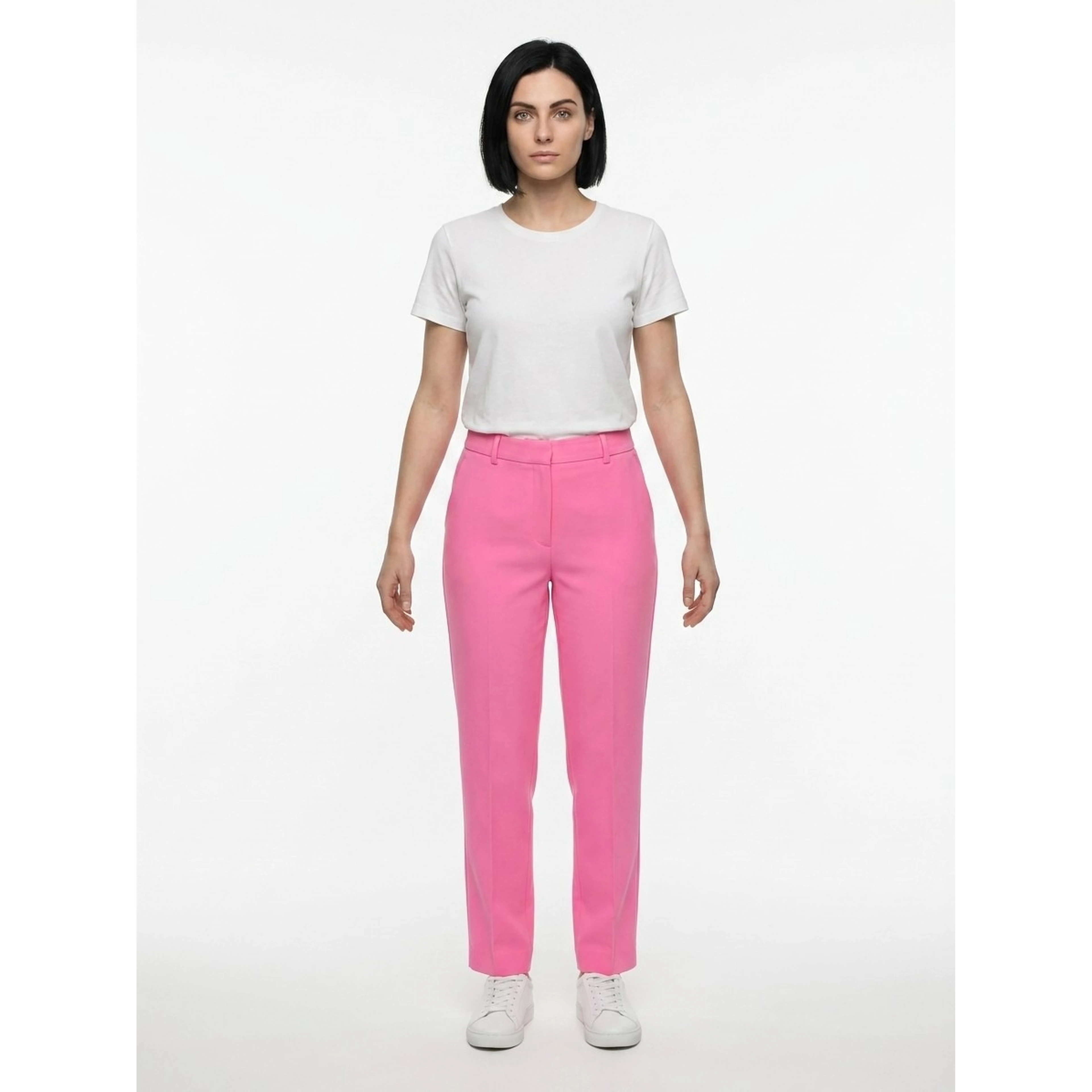 Pink Elastane Casual Pants