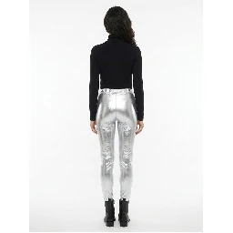 Silver Elastane Skinny Pants