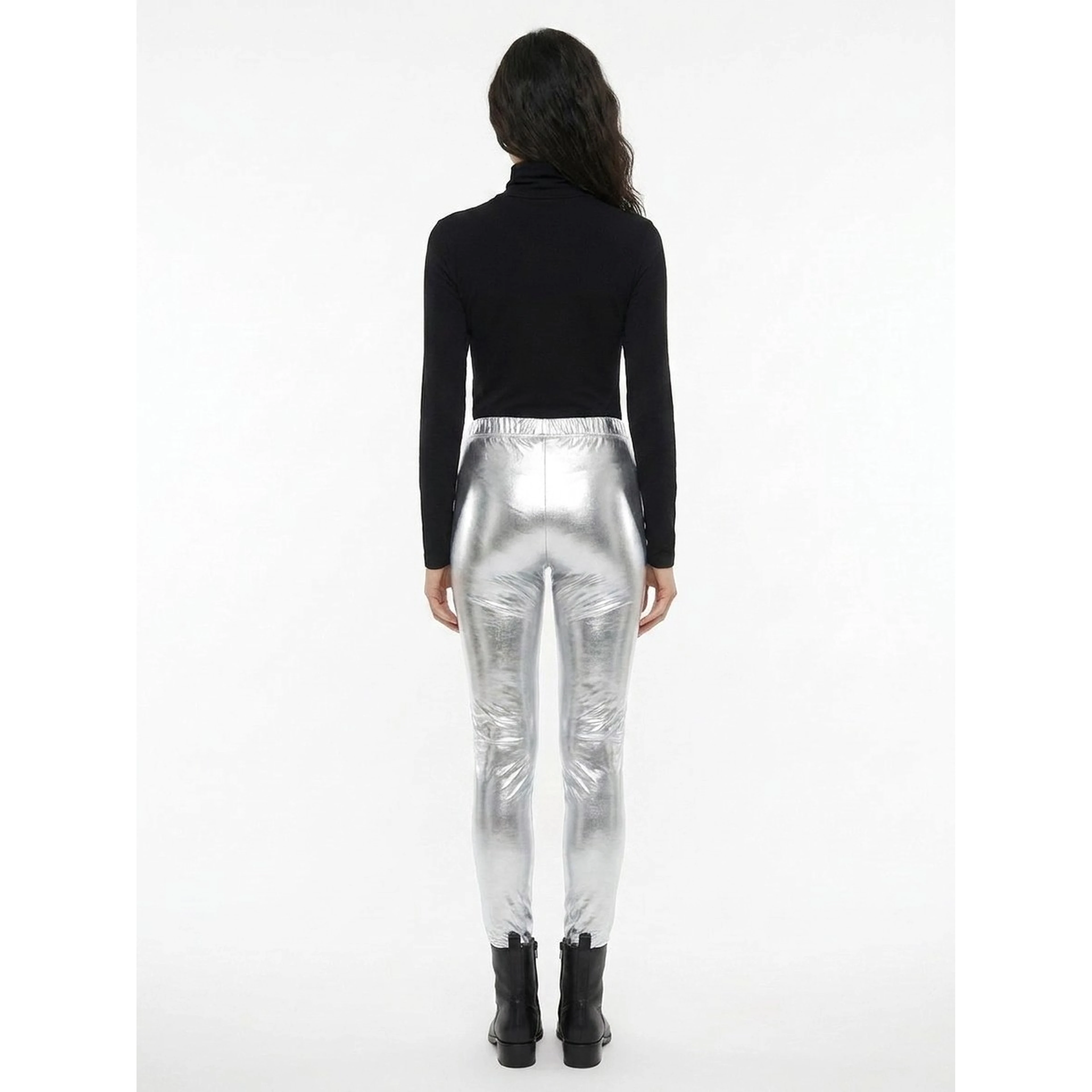 Silver Elastane Skinny Pants